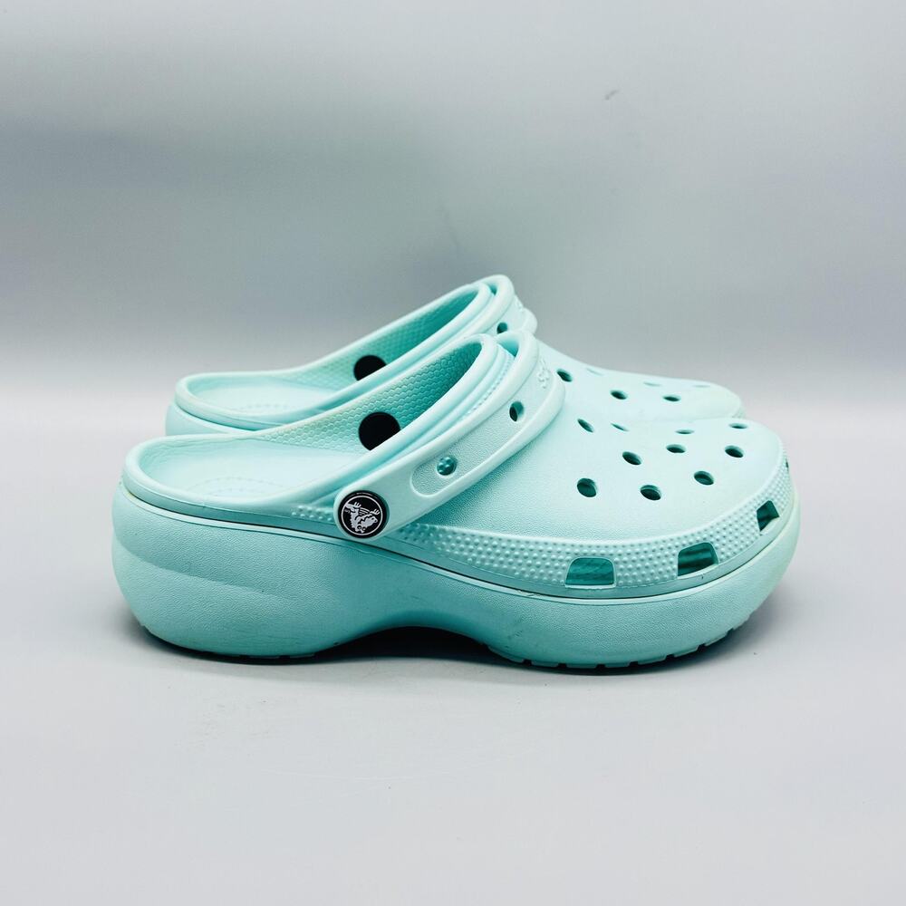 Crocs Shoes Womens 7 Mint Classic Platform Clog Slip On Lightweight Comfort